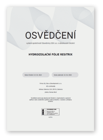 Restrix osvědčení