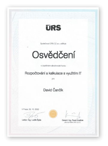 Kalkulace Osvědčení